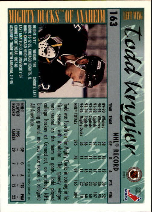 1995-96 Topps #163 Todd Krygier back image
