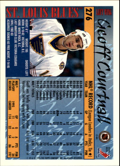 A5585- 1995-96 Topps Hockey Cards 251-385 +Inserts -You Pick- 15+ FREE US SHIP - Picture 47 of 255