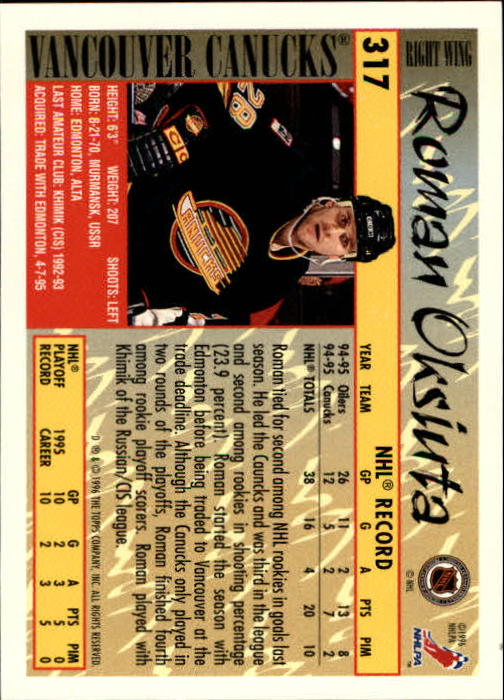 A5585- 1995-96 Topps Hockey Cards 251-385 +Inserts -You Pick- 15+ FREE US SHIP - Picture 123 of 255