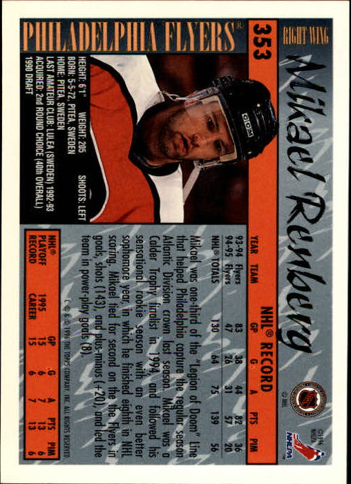 A5585- 1995-96 Topps Hockey Cards 251-385 +Inserts -You Pick- 15+ FREE US SHIP - Picture 189 of 255
