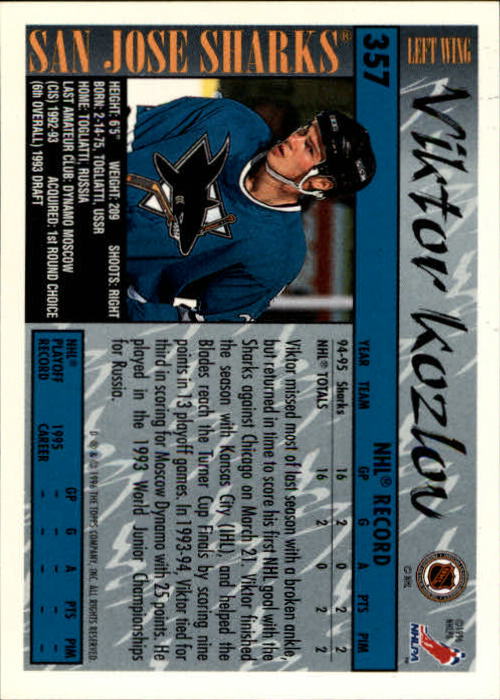A5585- 1995-96 Topps Hockey Cards 251-385 +Inserts -You Pick- 15+ FREE US SHIP - Picture 197 of 255