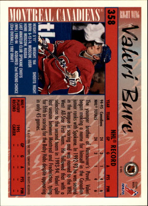 A5585- 1995-96 Topps Hockey Cards 251-385 +Inserts -You Pick- 15+ FREE US SHIP - Picture 199 of 255