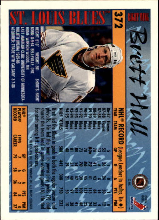 1995-96 Topps #372 Brett Hull back image