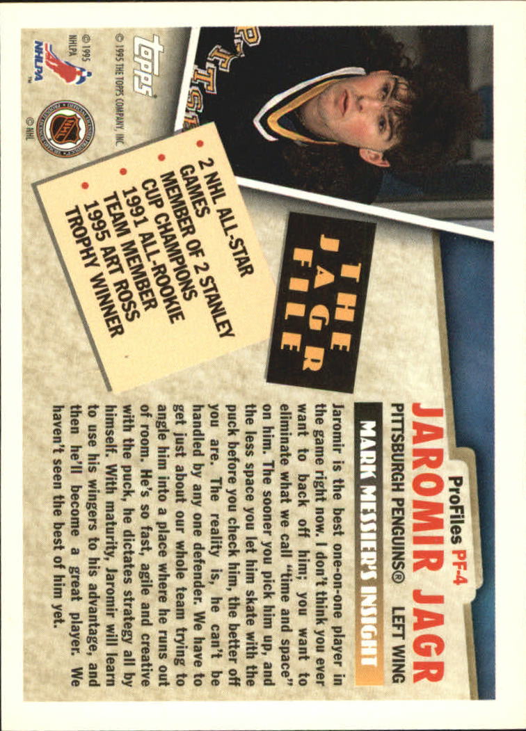 1995-96 Topps Profiles #PF4 Jaromir Jagr back image