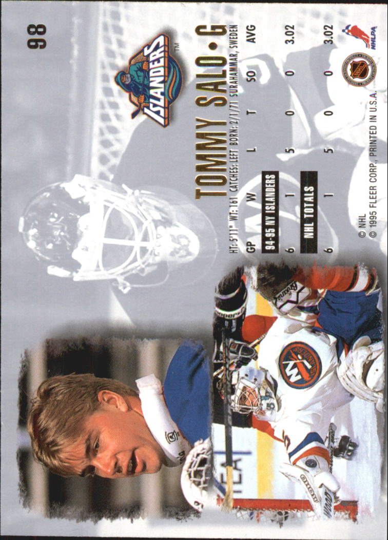 1995-96 Ultra #98 Tommy Salo RC back image