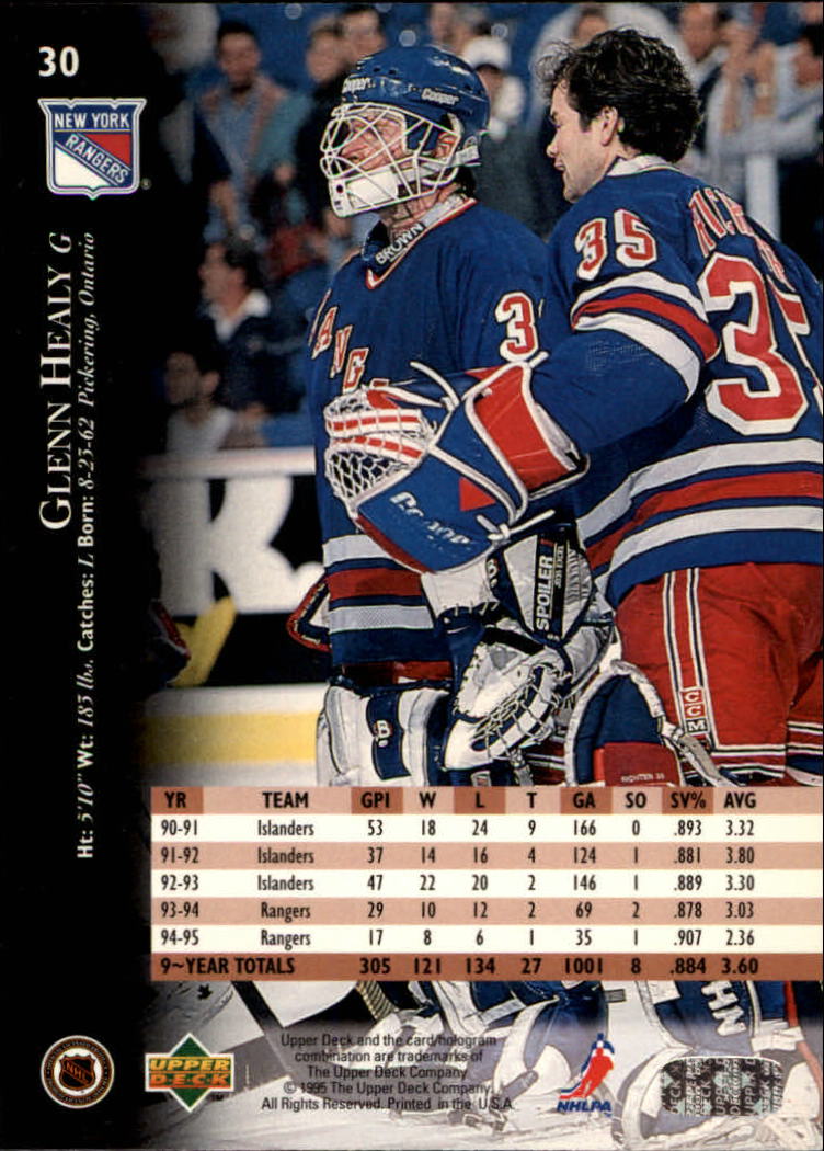 1995-96 Upper Deck #30 Glenn Healy back image