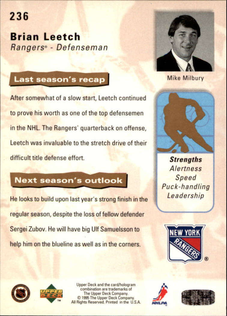 1995-96 Upper Deck #236 Brian Leetch back image