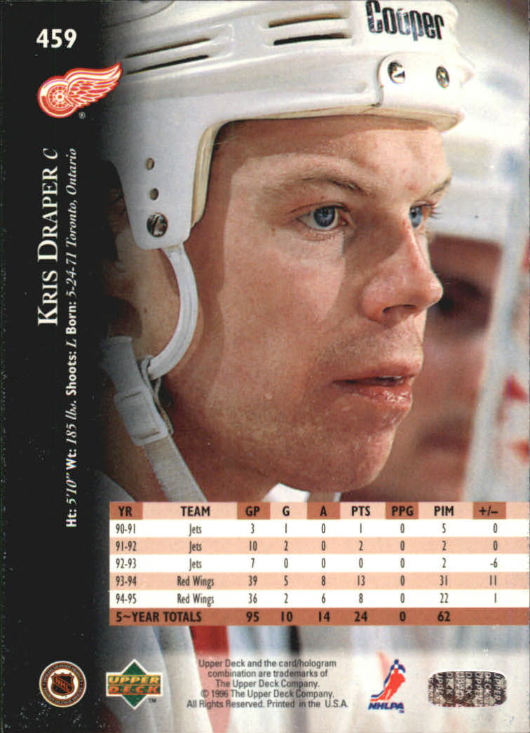 1995-96 Upper Deck #459 Kris Draper back image
