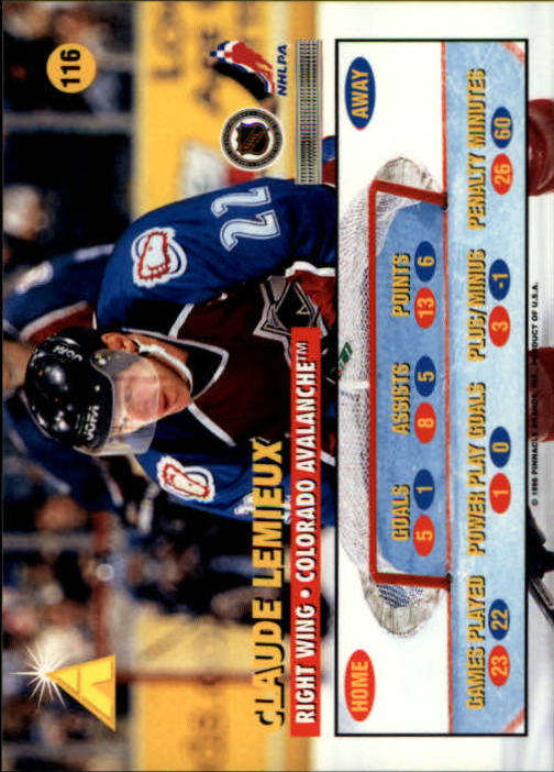 1995-96 Zenith #116 Claude Lemieux back image