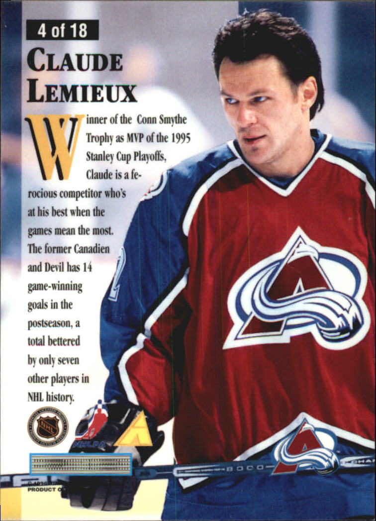 1995-96 Zenith Gifted Grinders #4 Claude Lemieux back image