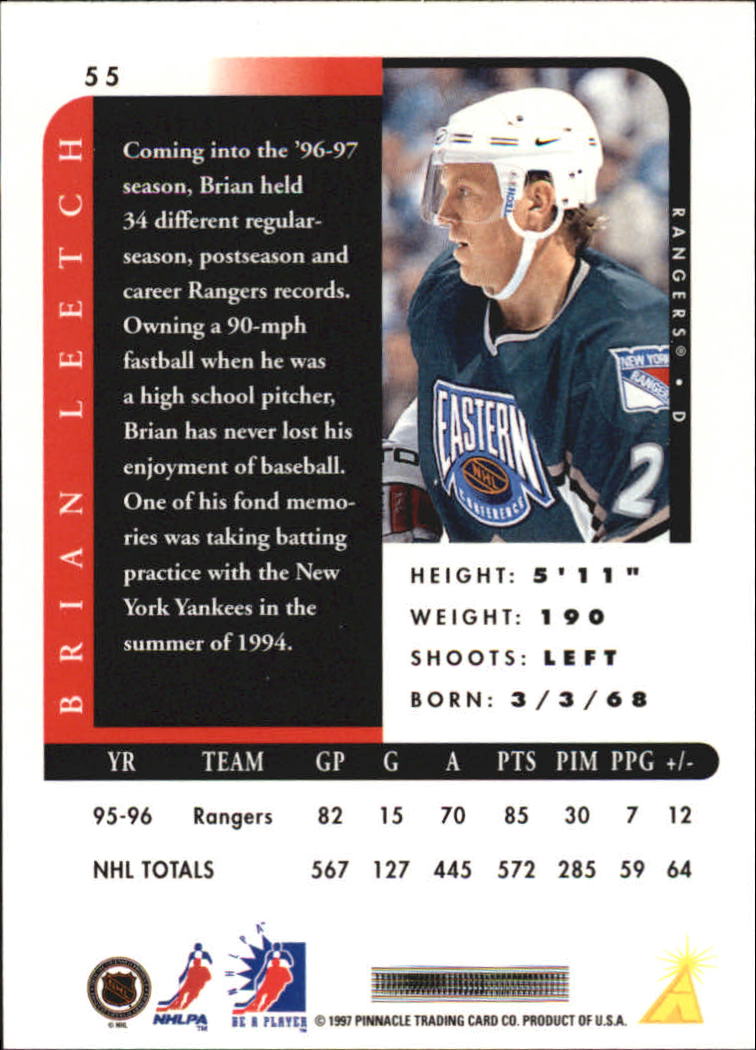 1996-97 Be A Player #55 Brian Leetch back image