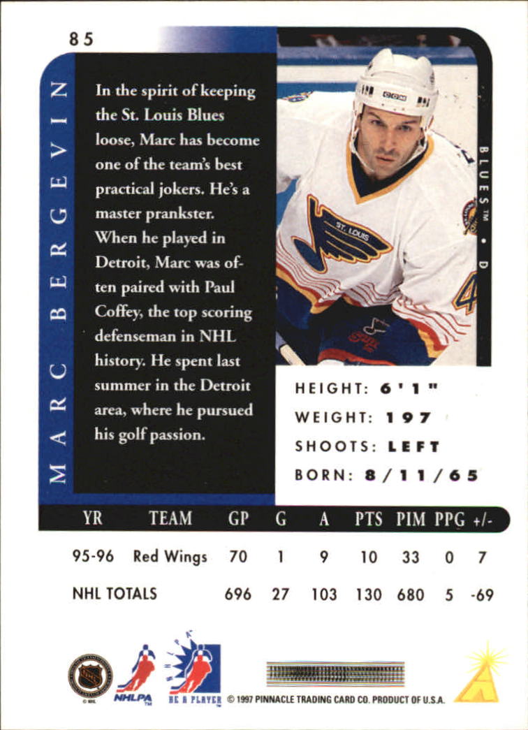 1996-97 Be A Player #85 Marc Bergevin back image