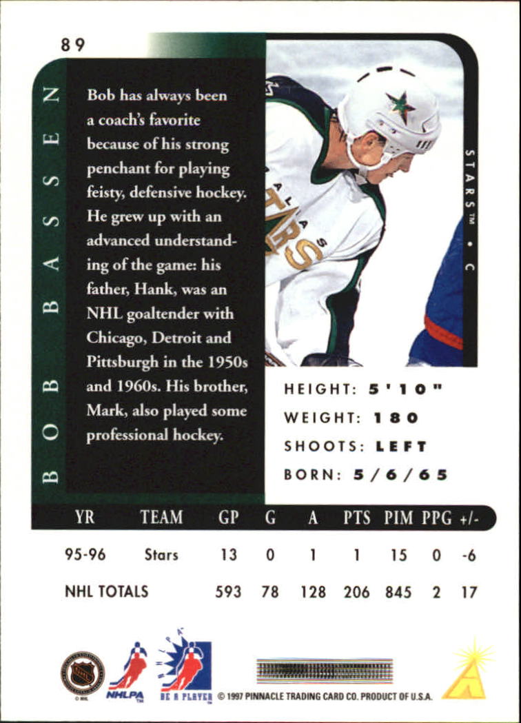 1996-97 Be A Player #89 Bob Bassen back image