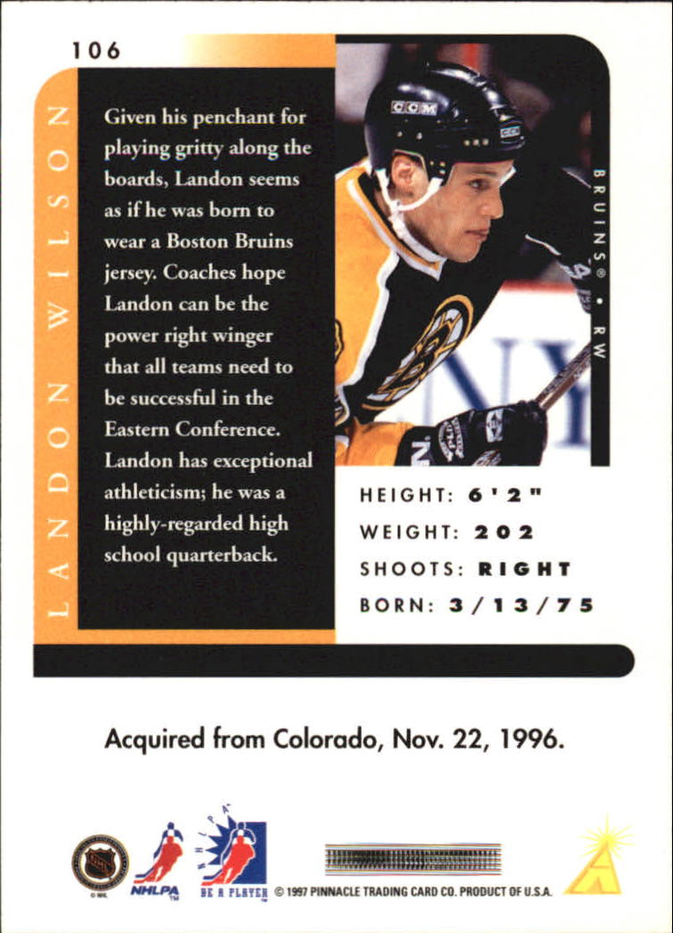 1996-97 Be A Player #106 Landon Wilson back image