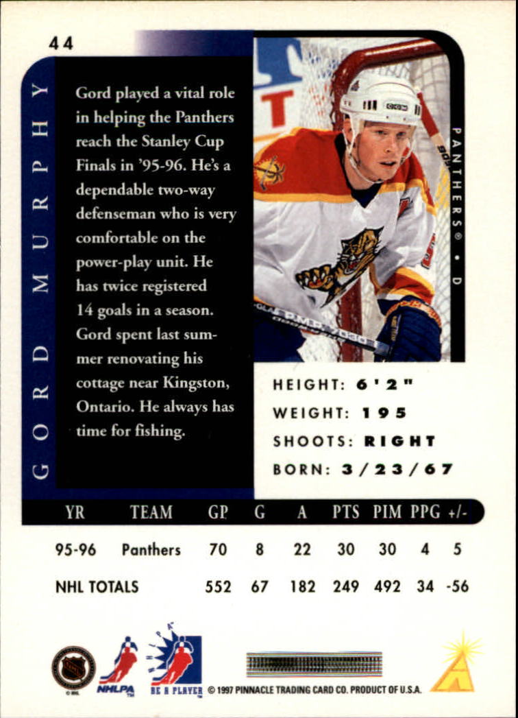1996-97 Be A Player Autographs #44 Gord Murphy back image