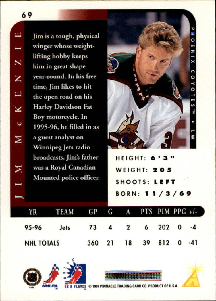 1996-97 Be A Player Autographs #69 Jim McKenzie back image