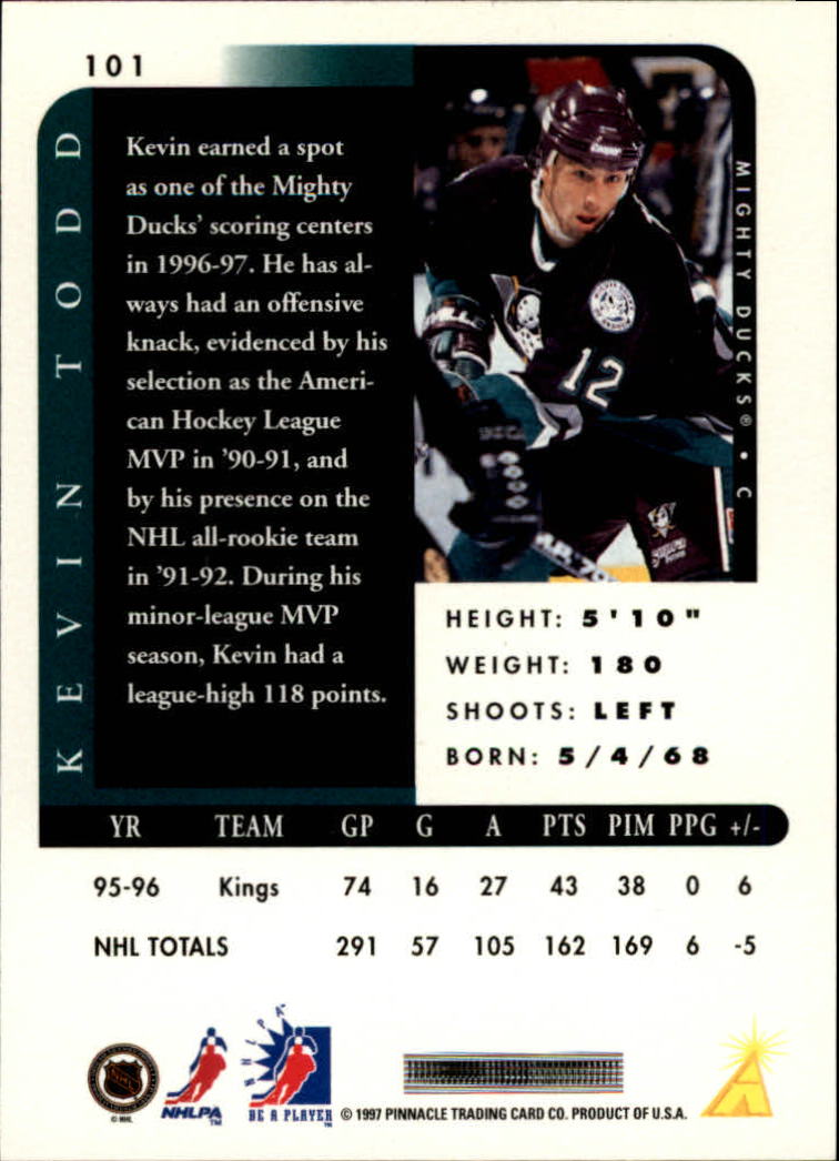 1996-97 Be A Player Autographs #101 Kevin Todd back image