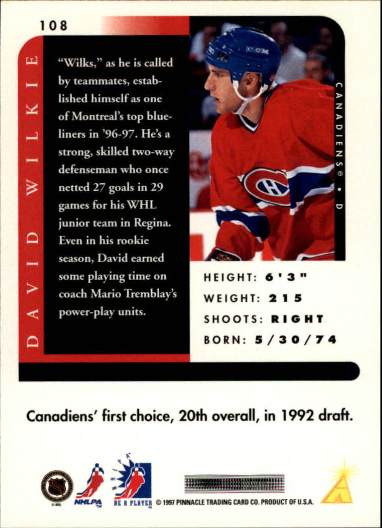 1996-97 Be A Player Autographs #108 David Wilkie back image