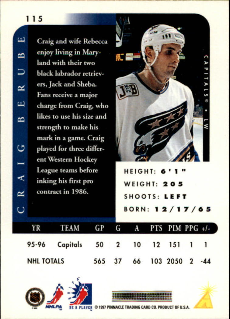 1996-97 Be A Player Autographs #115 Craig Berube back image