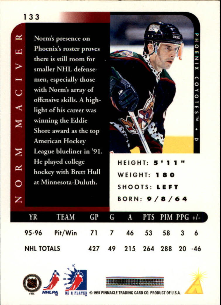 1996-97 Be A Player Autographs #133 Norm Maciver back image