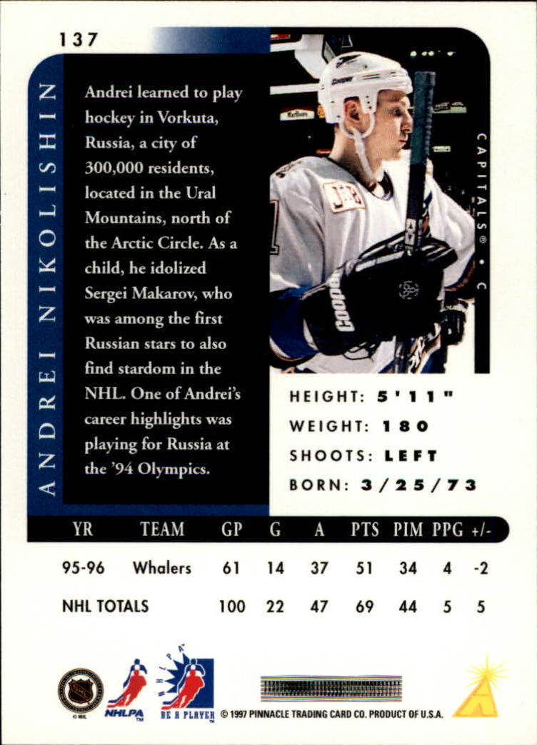 1996-97 Be A Player Autographs #137 Andrei Nikolishin back image