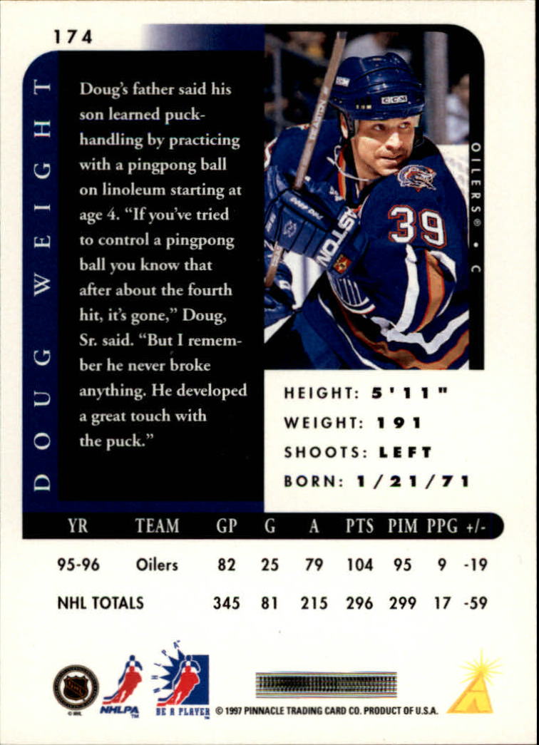 1996-97 Be A Player Autographs #174 Doug Weight back image