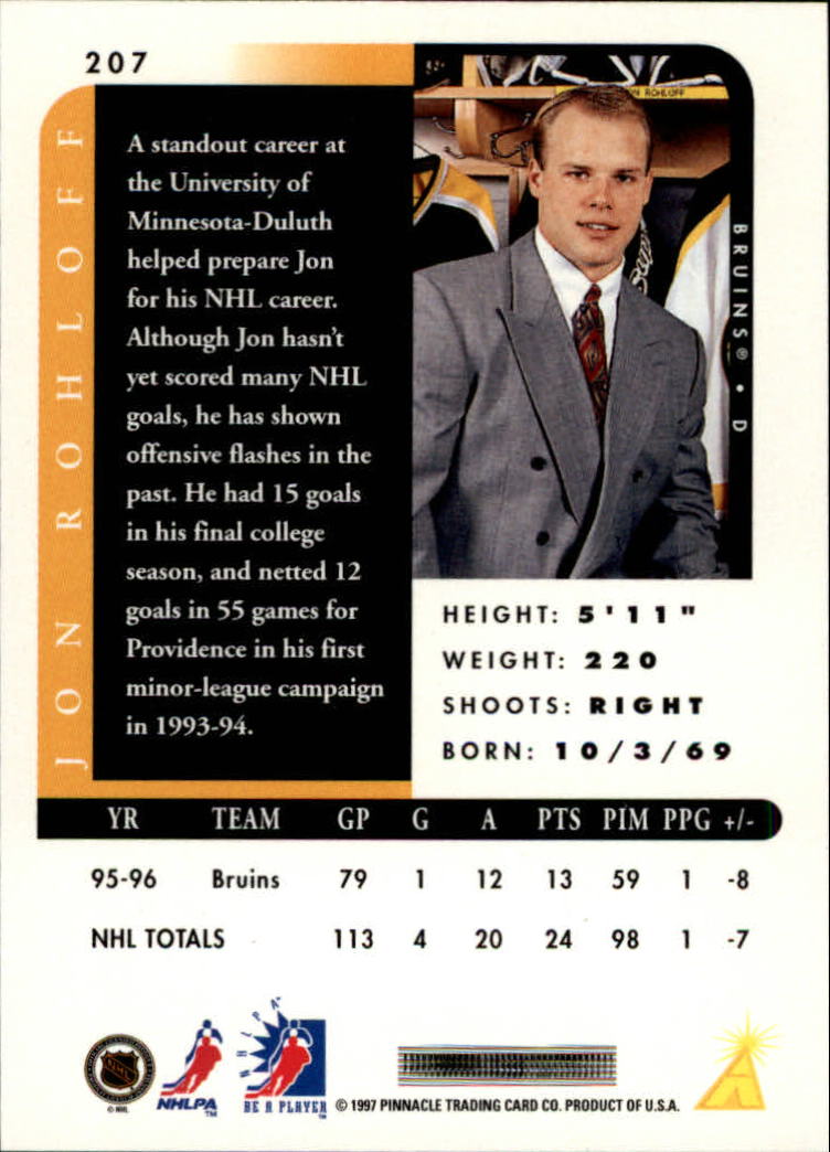 1996-97 Be A Player Autographs #207 Jon Rohloff back image
