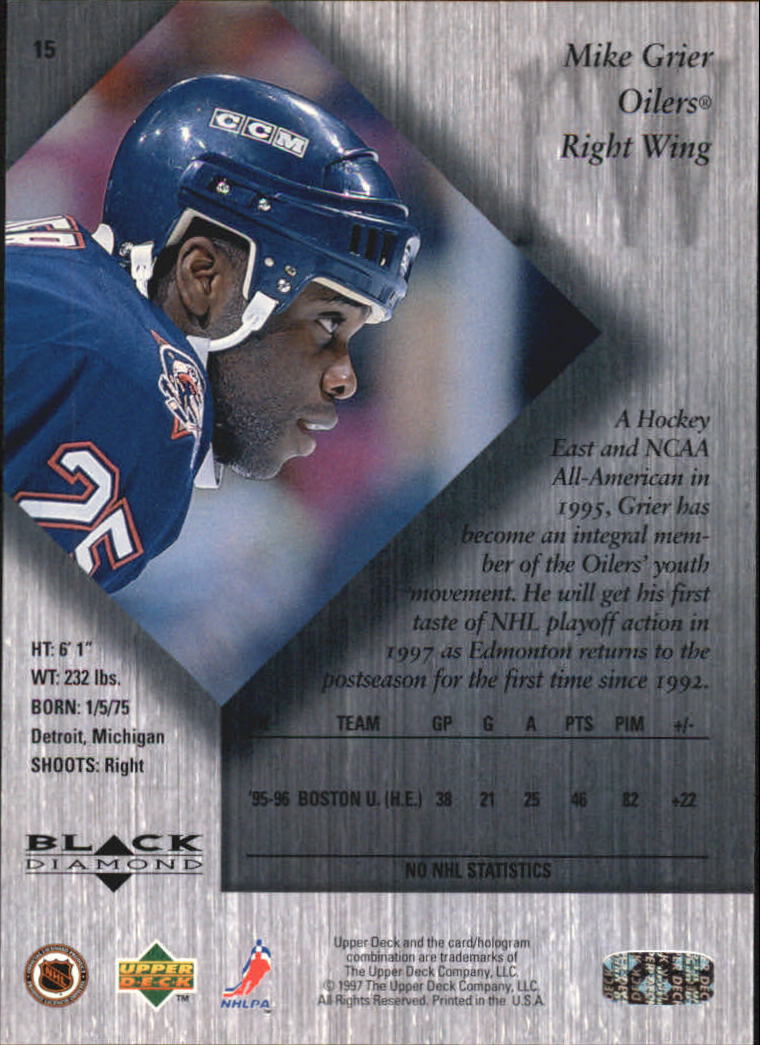 1996-97 Black Diamond #15 Mike Grier RC back image