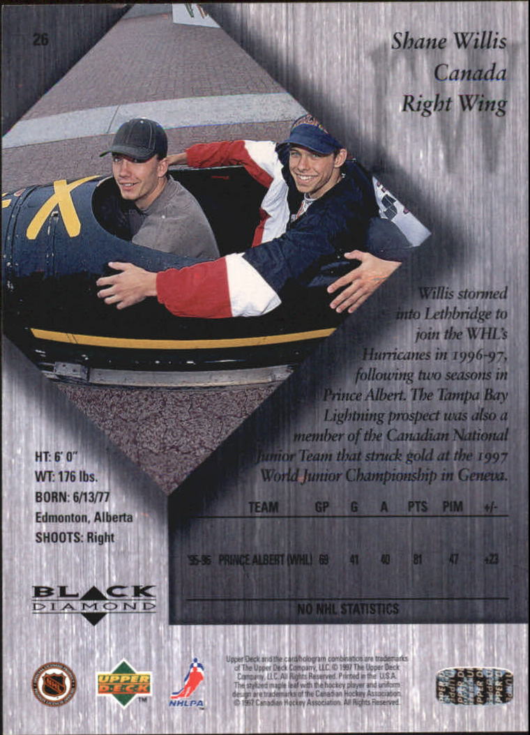 1996-97 Black Diamond #26 Shane Willis RC back image