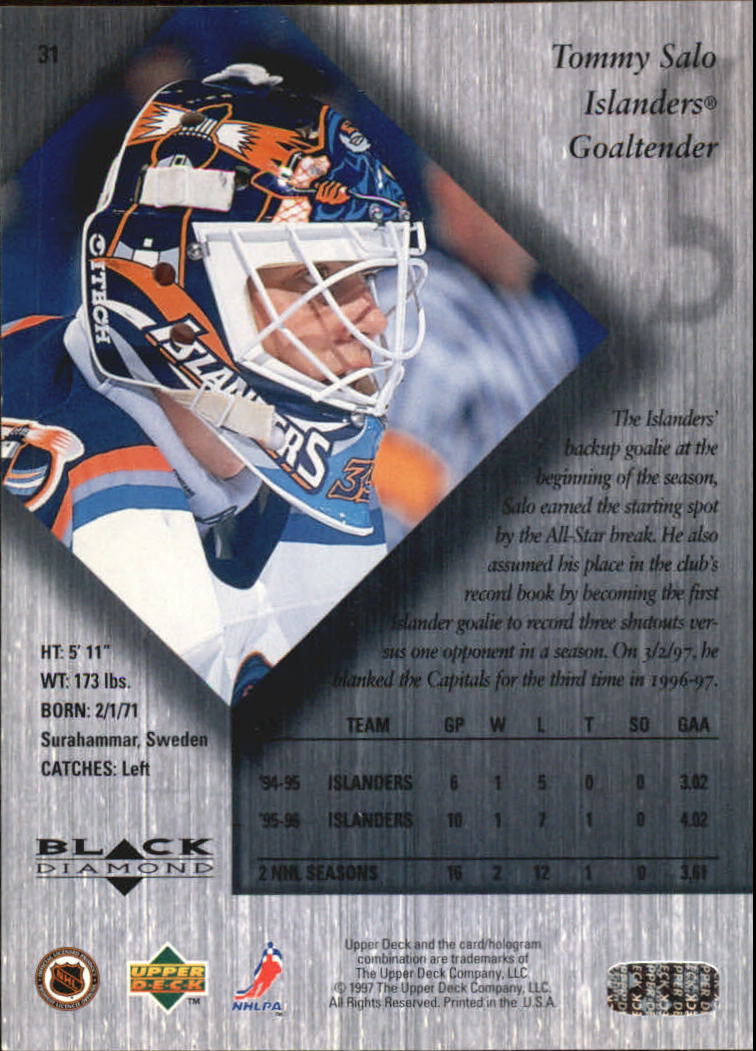 1996-97 Black Diamond #31 Tommy Salo back image
