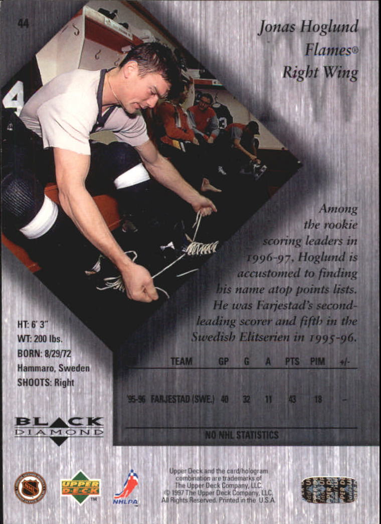 1996-97 Black Diamond #44 Jonas Hoglund back image