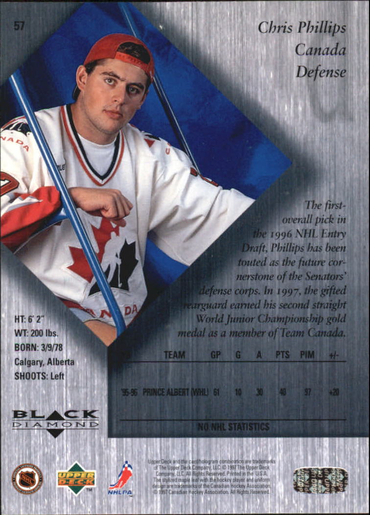 1996-97 Black Diamond #57 Chris Phillips back image