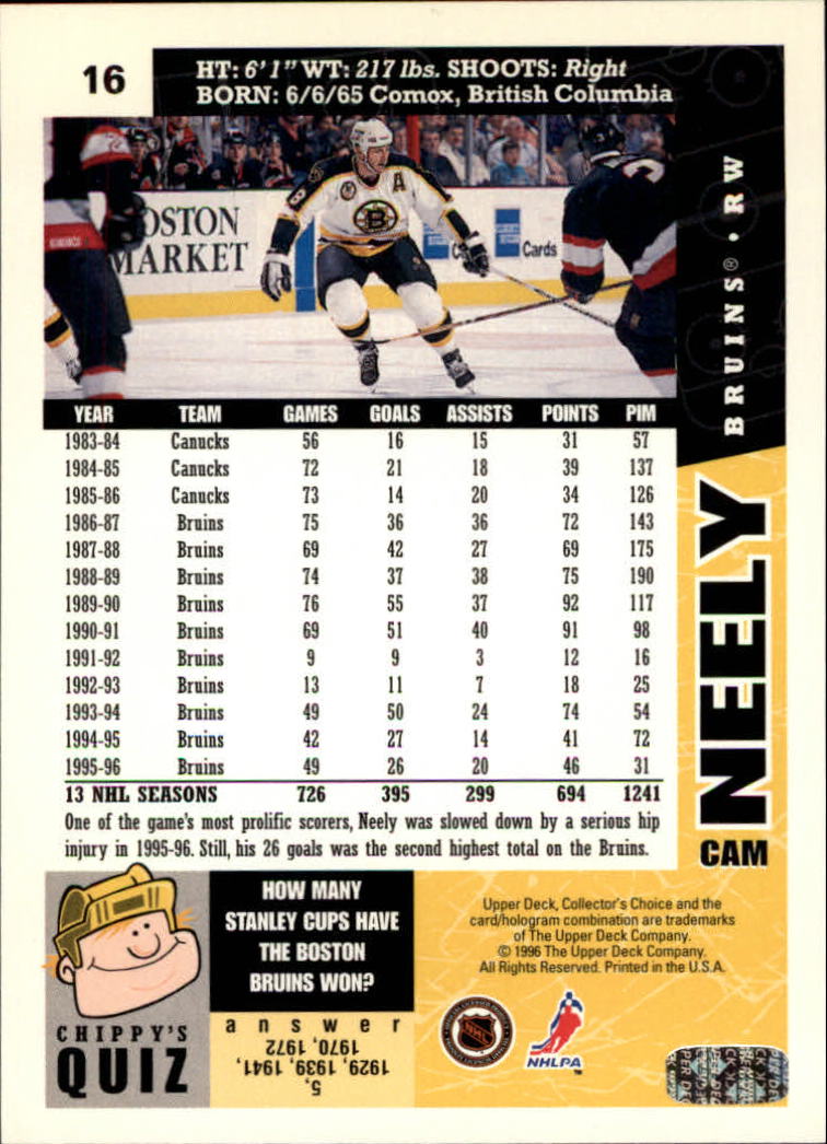 1996-97 Collector's Choice #16 Cam Neely back image