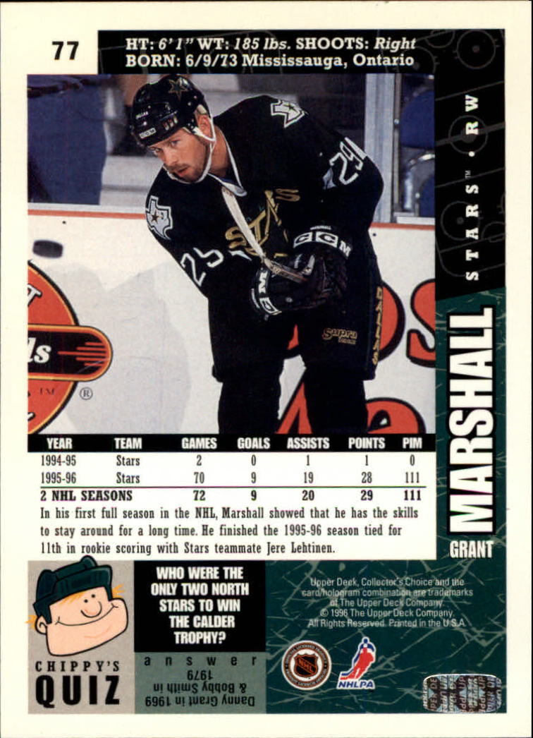 1996-97 Collector's Choice #77 Grant Marshall back image