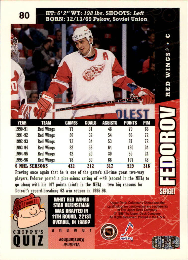 1996-97 Collector's Choice #80 Sergei Fedorov back image