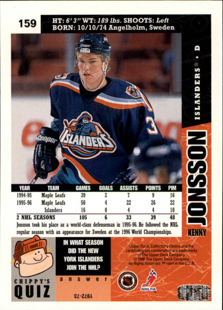 1996-97 Collector's Choice #159 Kenny Jonsson back image