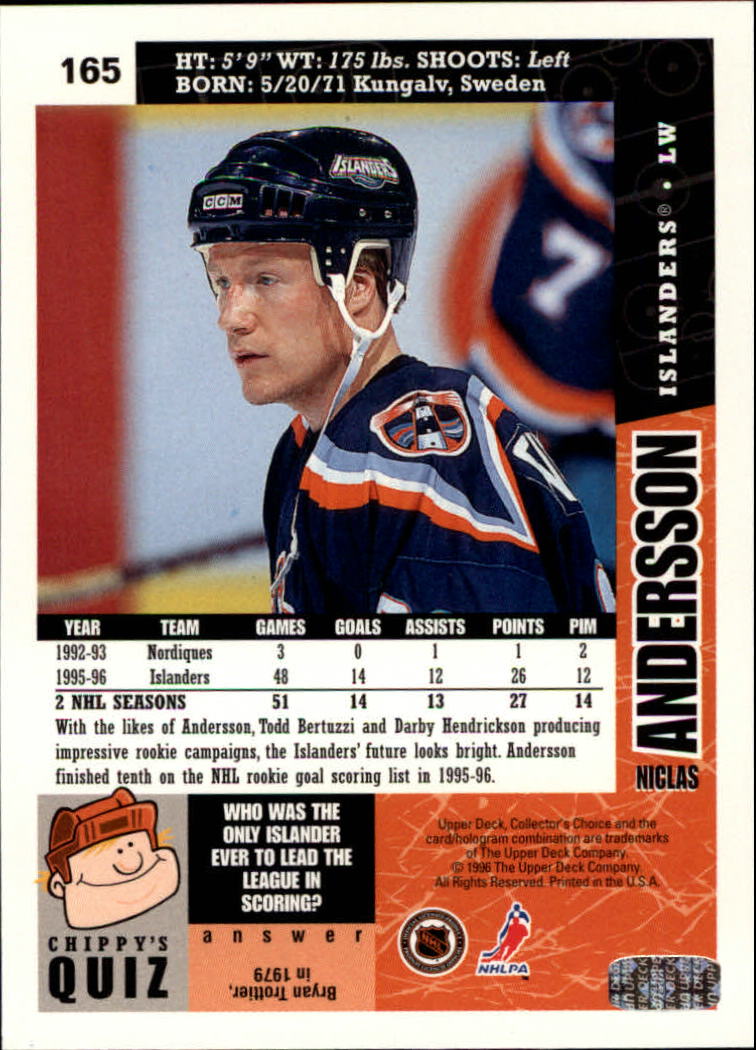 1996-97 Collector's Choice #165 Niclas Andersson back image