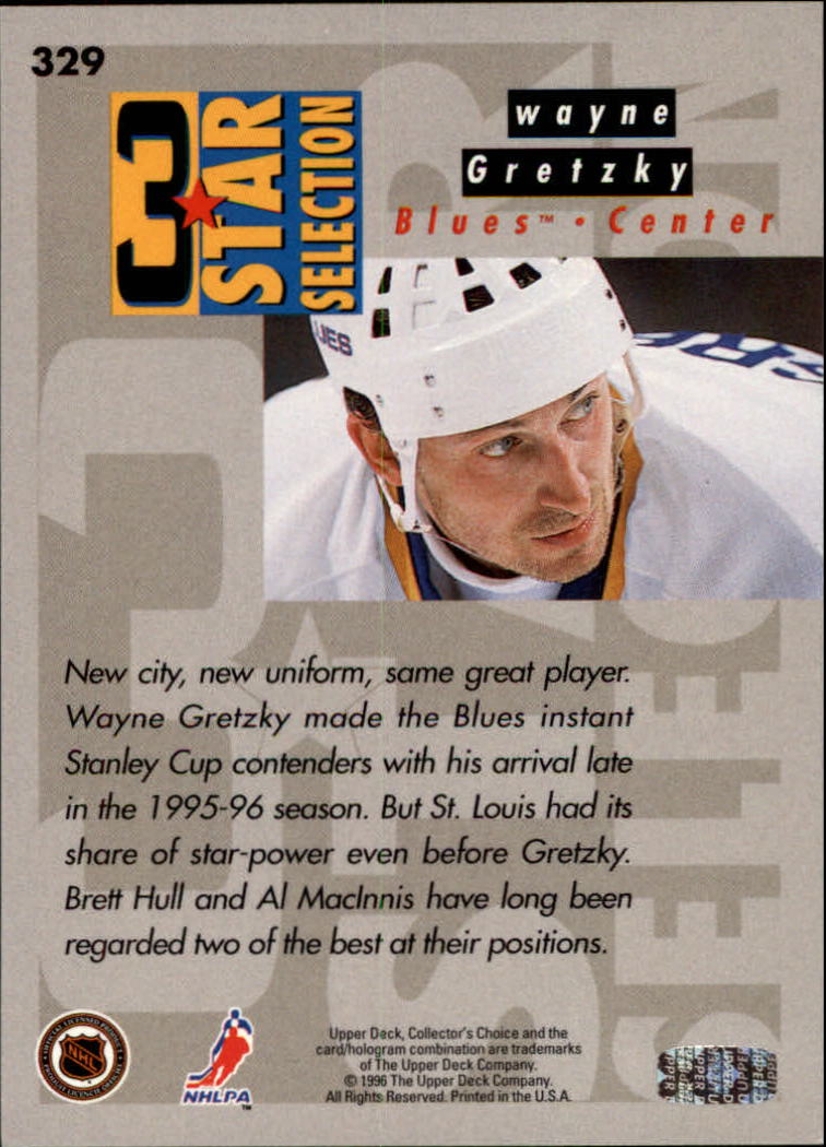 1996-97 Collector's Choice #329 Gretzky/Hull/MacInnis back image