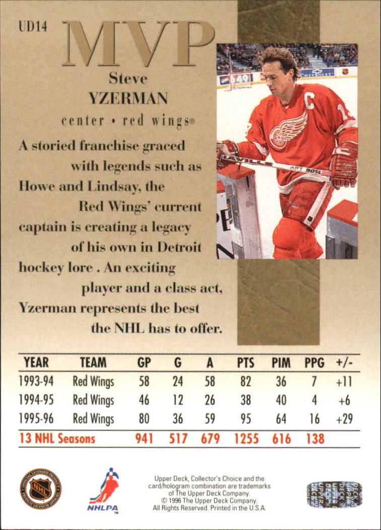 1996-97 Collector's Choice MVP Gold #UD14 Steve Yzerman back image