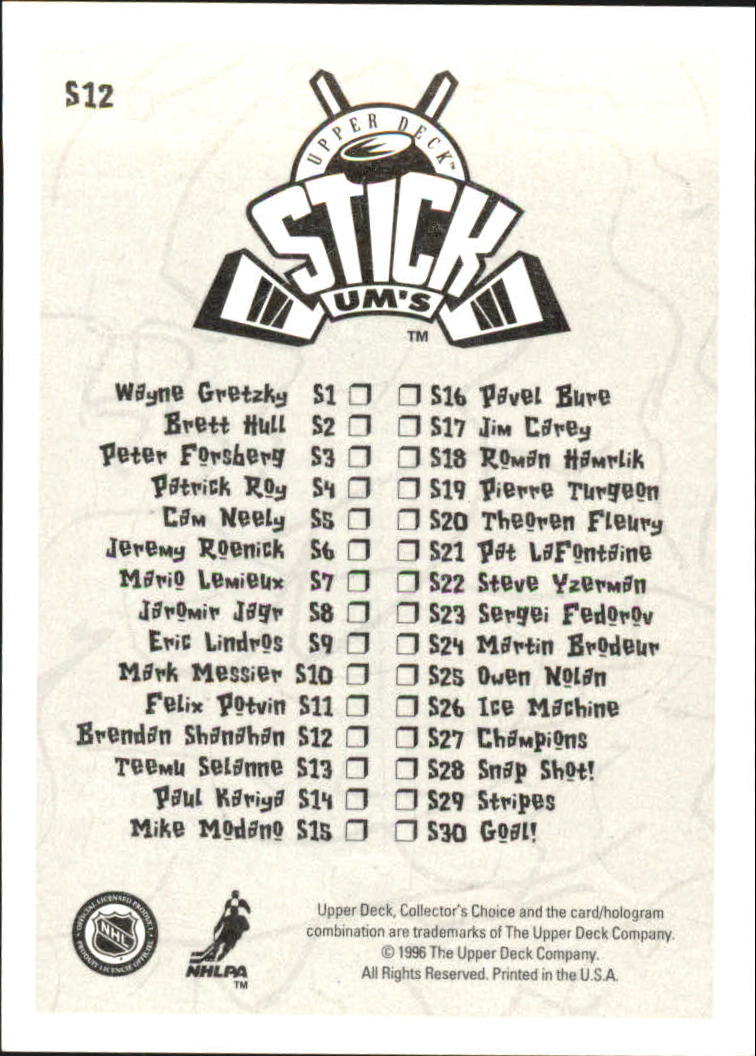 1996-97 Collector's Choice Stick'Ums #S12 Brendan Shanahan