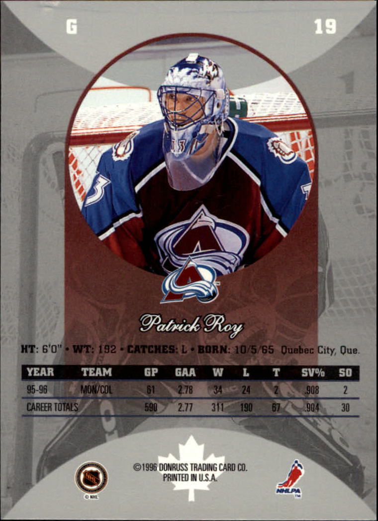 1996-97 Donruss Canadian Ice #19 Patrick Roy back image
