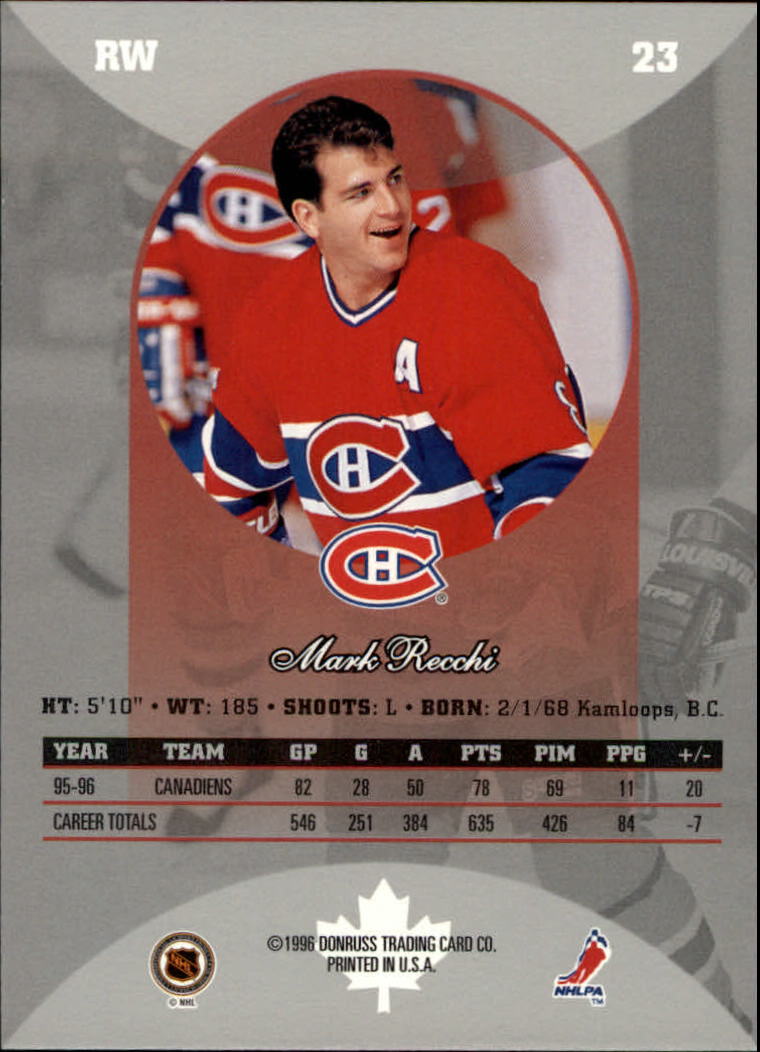 1996-97 Donruss Canadian Ice #23 Mark Recchi back image
