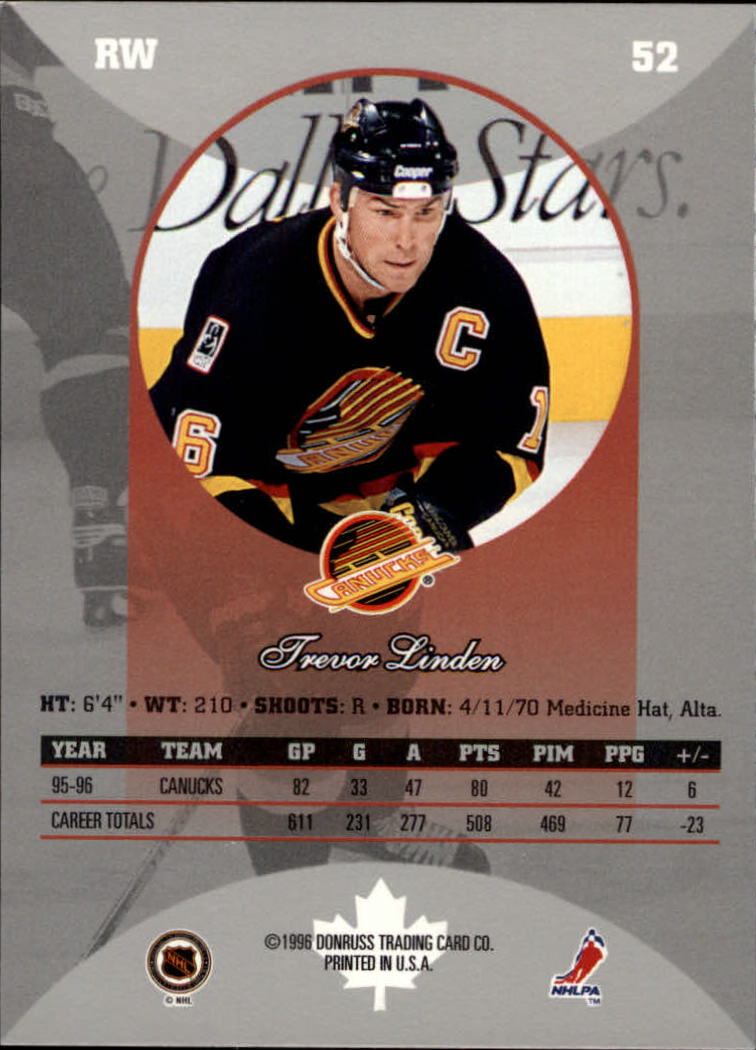 1996-97 Donruss Canadian Ice #52 Trevor Linden back image