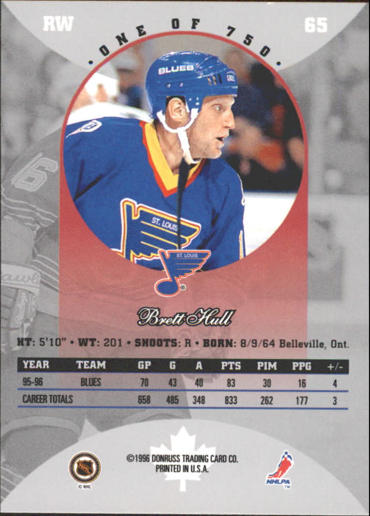 1996-97 Donruss Canadian Ice Red Press Proofs #65 Brett Hull back image