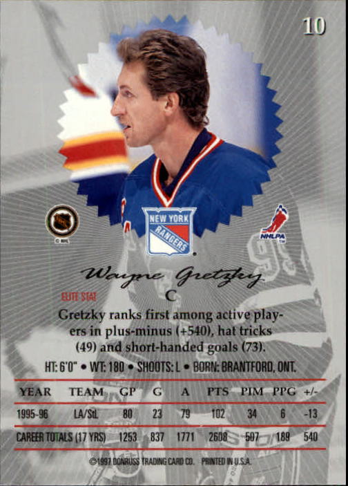 1996-97 Donruss Elite #10 Wayne Gretzky back image