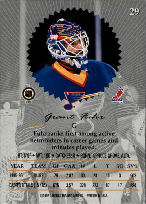 1996-97 Donruss Elite #29 Grant Fuhr - Great Card, Out of the Pack