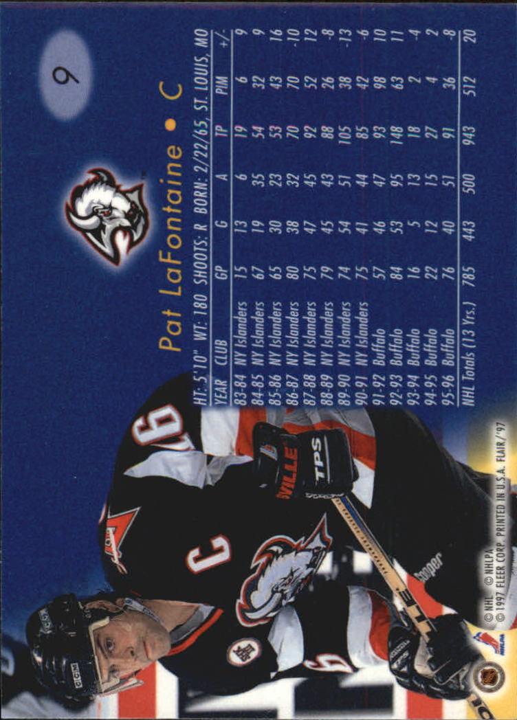 1996-97 Flair #9 Pat LaFontaine back image