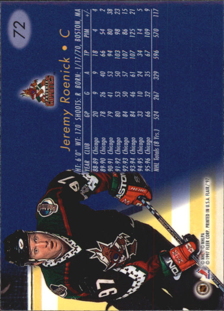 1996-97 Flair #72 Jeremy Roenick back image