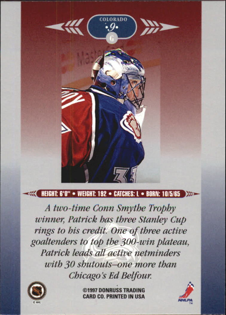 1996-97 Leaf Limited #9 Patrick Roy back image