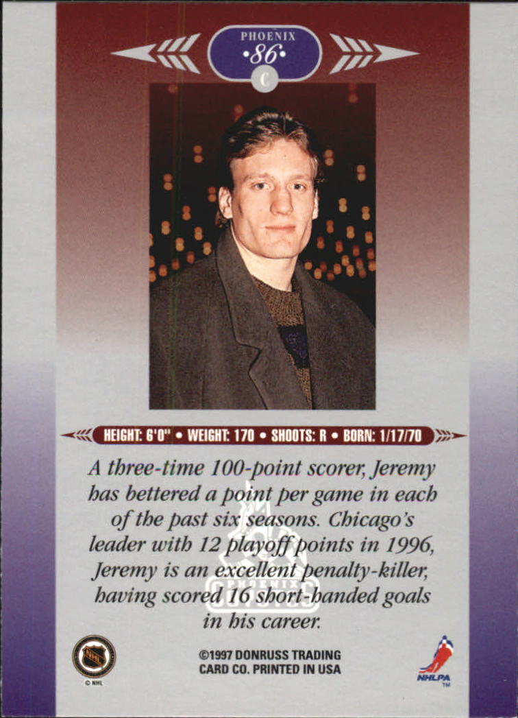 1996-97 Leaf Limited #86 Jeremy Roenick back image